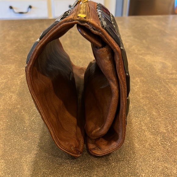 SALE! Tory Burch RareFind Leather Brown Red Bronze PurseWalletMagneticSnapZipper - Picture 3 of 16